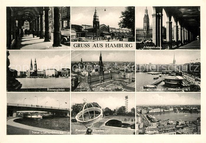 Hamburg Kolonaden Hauptbahnof Alsterarkaden Binnenalster Rathaus