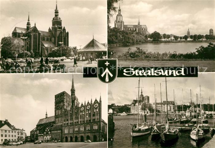 Stralsund Mecklenburg Vorpommern Leninplatz Marienkirche Alter Markt Hafen