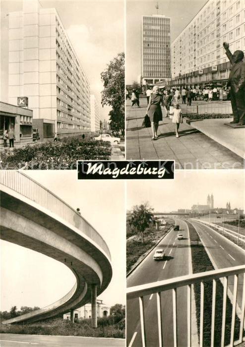 Magdeburg Luebecker Strasse Karl Marx Strasse Haus der Lehrer Fussgaengerbruecke