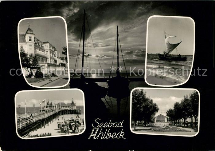 Ahlbeck Ostseebad Konzerthalle Segelboot Abendstimmung Kurhaus Seebruecke