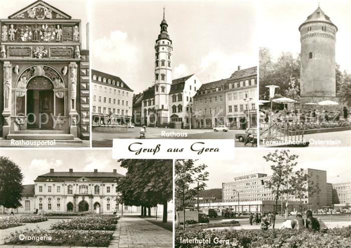 Gera Rathausportal Rathaus Terrassencafe Osterstein Orangerie Interhotel