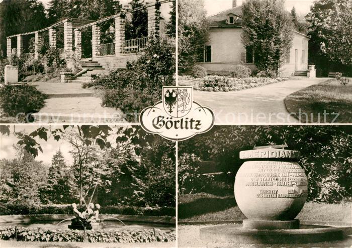 Goerlitz Sachsen Stadtpark Rosenterrasse Parkhaeuschen Kinderbrunnen Gedenkstein