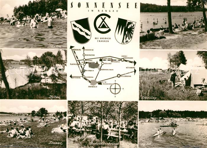 Ansbach Mittelfranken Sonnensee Bootsverleih Baden Zelten Sonnen Gaststaettenbet