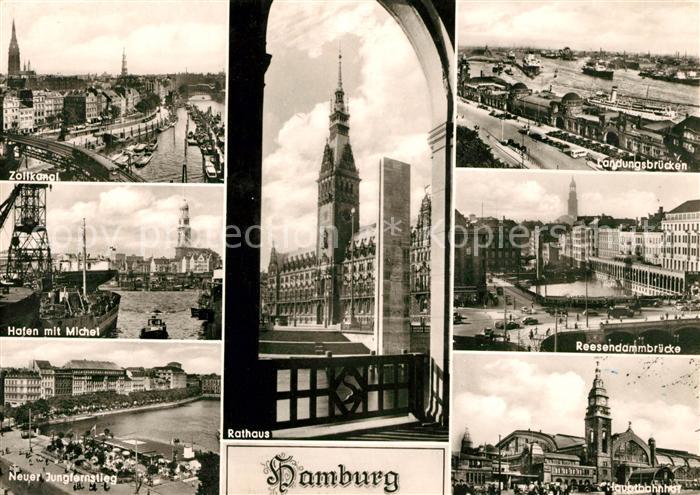 Hamburg Zollkanal Landungsbruecken Hafen Michel Jungfernstieg Hauptbahnhof