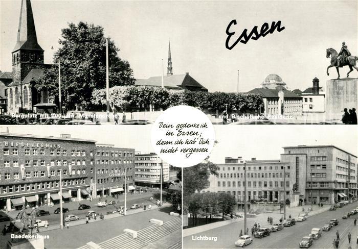 Essen Ruhr Burgplatz Bischoefliche Residenz Baedekerhaus Lichtburg