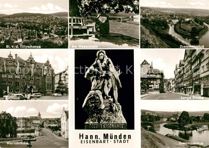 Hannoversch Muenden Tillyschanze Weserstein Lange Strasse Rathaus Werrabruecke