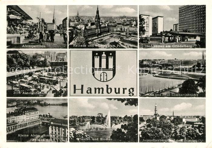 Hamburg Alsterpavillon Rathaus Michel Hochhaeuser Grindelberg ZOB