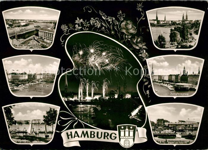 Hamburg Drei Alsterbecken Alster Alsterpavillon Jungfernstieg