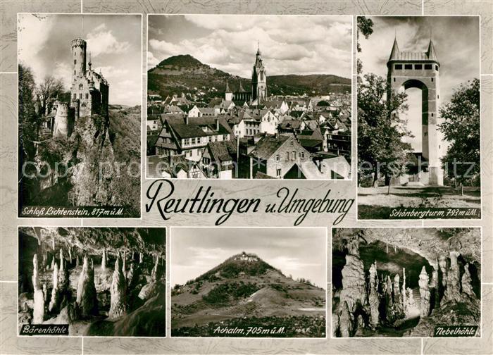 Reutlingen BW Schloss Lichtenstein Schoenbergturm Baerenhoehle Achalm Nebelhoehl