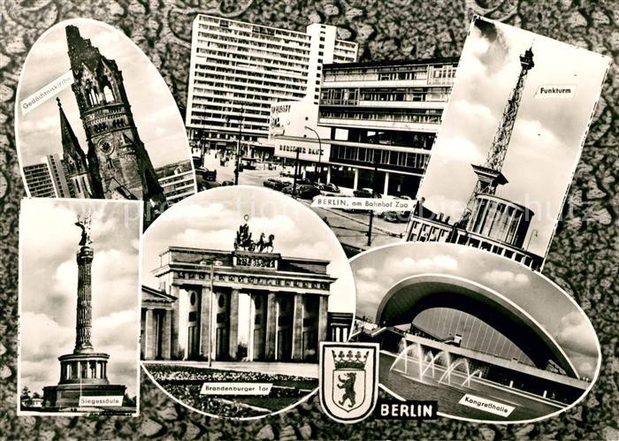 BERLIN CITY Siegessaeule Bahnhof Zoo Brandenburger Tor Kongresshalle Funkturm