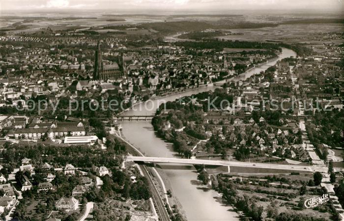 Ulm Donau Fliegeraufnahme Ringbruecke