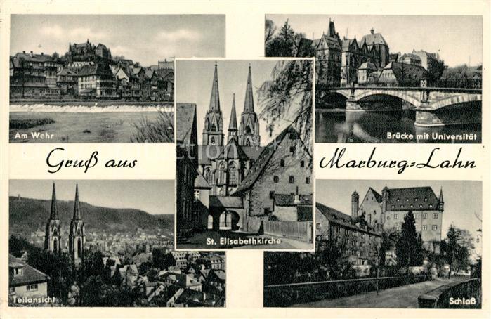 Marburg Lahn Wehr Bruecke Universitaet Schloss