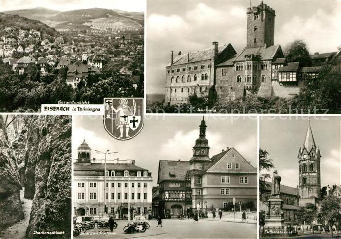 Eisenach Thueringen Wartburg Drachenschlucht Rathaus Lutherdenkmal