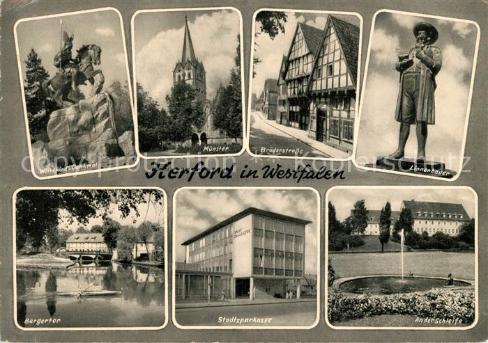 Herford Wittekind Denkmal Muenster Bergertor Stadtsparkasse Schleife
