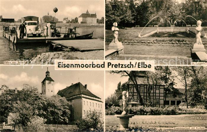Pretzsch Elbe Faehre und Schloss Kurpark Eisenmoorbad Kurbad