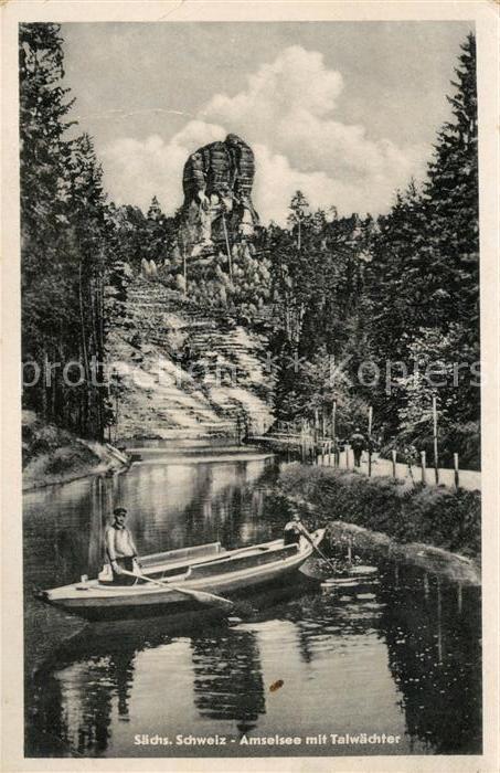 Saechsische Schweiz Amselsee mit Talwaechter