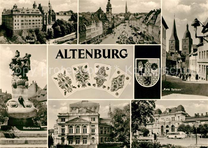 Altenburg Thueringen Schloss Markt Skatbrunnen Landestheater Rote Spitzen Bahnho
