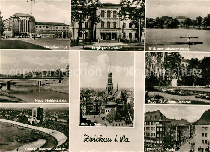 Zwickau Sachsen Hauptbahnhof Bergingenieurschule Schwanenschloss Muldenbruecke D