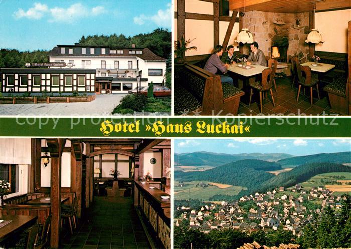 Meschede Hotel Haus Luckai Gastraeume Fliegeraufnahme