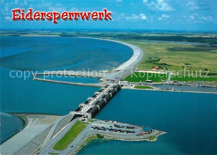 Eiderstedt Eiderdamm mit Sperrwerk Fliegeraufnahme