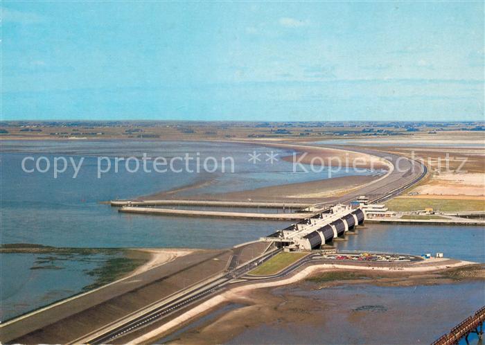 Eiderstedt Eidersperrwerk mit Abschlussdamm Fliegeraufnahme