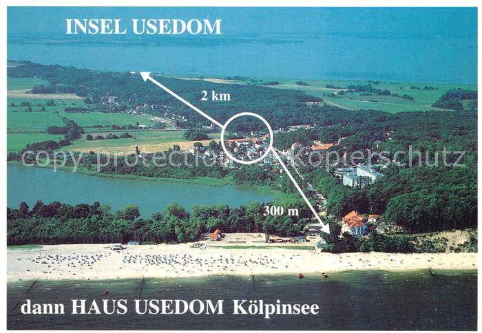 Insel Usedom Fliegeraufnahme mit Koelpinsee Hotel Haus Usedom
