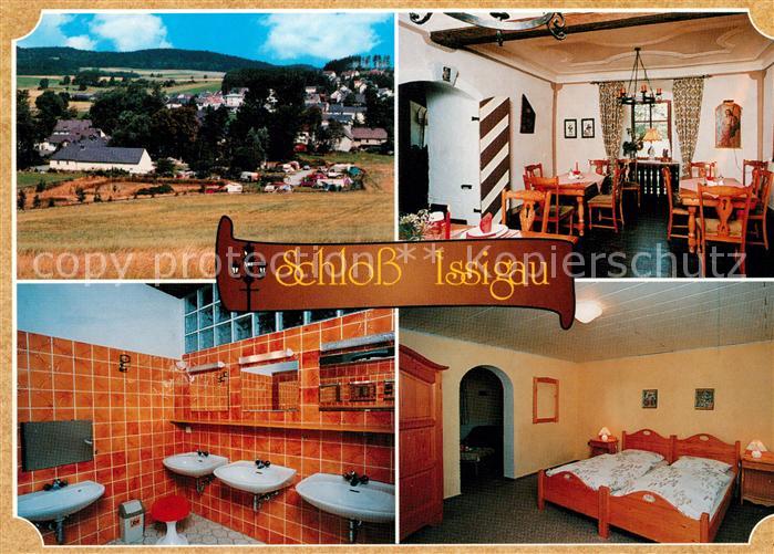 Issigau Panorama Schloss Issigau Gaststube Sanitaerraum Zimmer