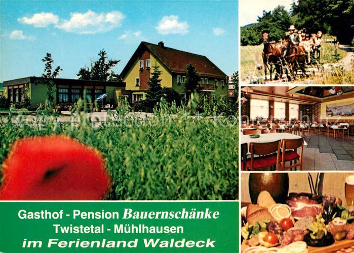 Twistetal Gasthof Pension Bauernschaenke Pferdekutsche Gastraum Fruehstuecksbuef