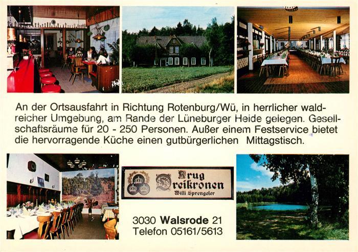 Walsrode Lueneburger Heide Krug Dreikronen Hotel Bar Speisesaal Weiher