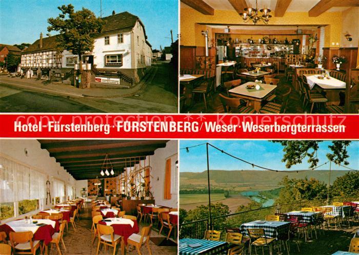 Fuerstenberg Westfalen Weserberg Terrassen und Hotel Fuerstenberg Gastraum Terra