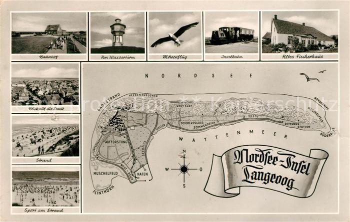 Langeoog Nordseebad Bahnhof Inselbahn Fischerhaus Strand