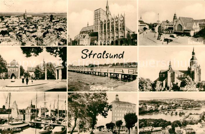 Stralsund Mecklenburg Vorpommern Bahnhof Rathaus Hafen Hotel Baltic