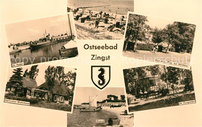 Zingst Ostseebad Strand Wohnhaus Karl-Marx-Platz Hafen Kurgarten