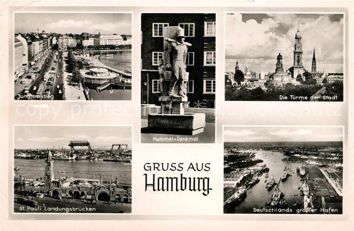 Hamburg Hummel-Denkmal Jungfernstieg St.-Pauli-Landungsbruecken