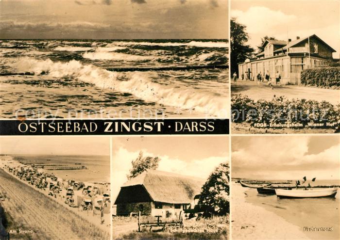 Zingst Ostseebad Strand Erholungsheim Wiener Hof Fischerstrand Schilfgedecktes H