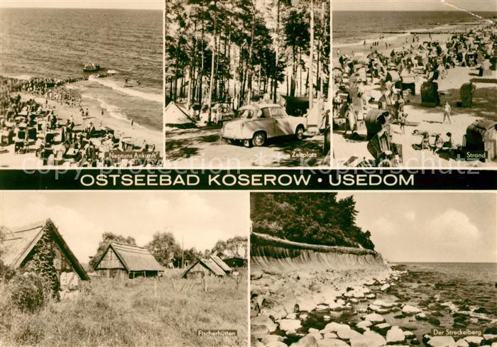 Koserow Ostseebad Usedom Neptuns Ankunft Zeltplatz Strand Fischerhuetten