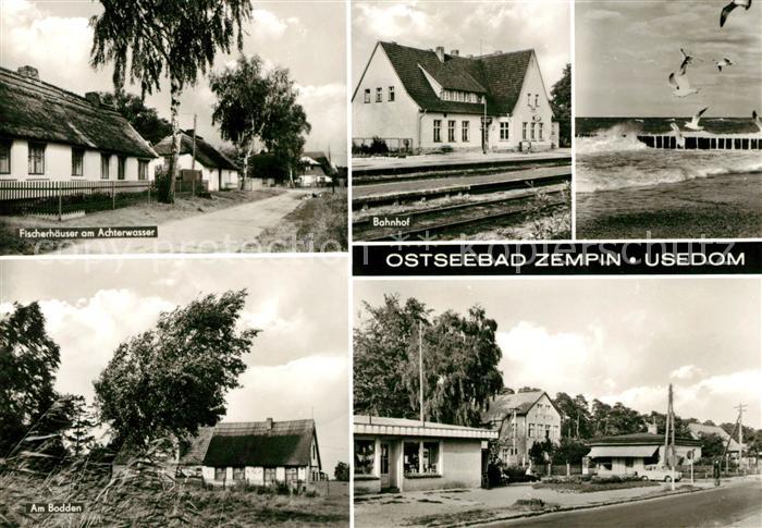 Zempin Fischerhaeuser Achterwasser Bahnhof Bodden