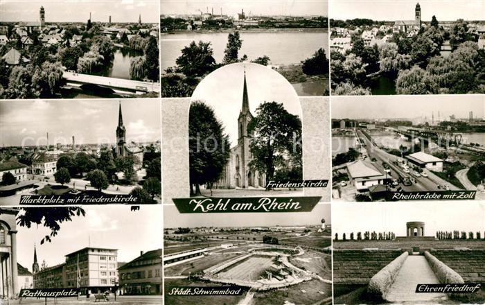 Kehl Rhein Marktplatz Friedenskirche Rheinbruecke Zoll Rathausplatz Schwimmbad E