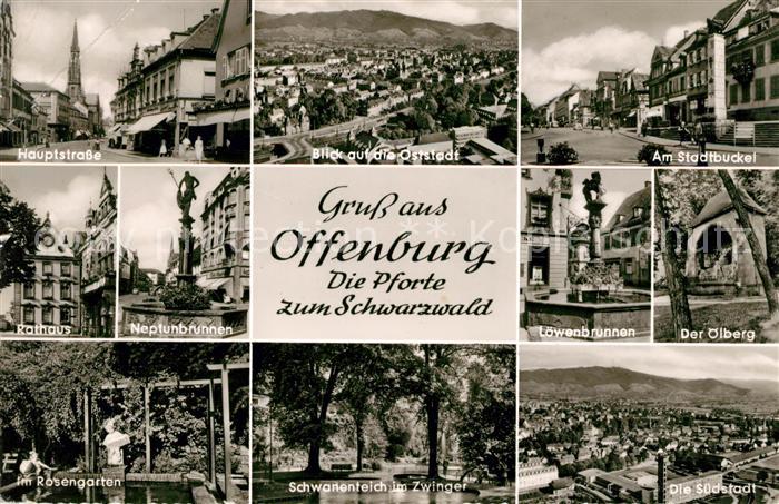 Offenburg Hauptstr Stadtblick Am Stadtbuckel Rathaus Neptunbrunnen Loewenbrunnen