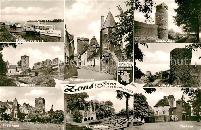 Zons Rhein NRW Bootsanlegestelle Wallgraben Rheinfront Wachttuermchen Freilichtb