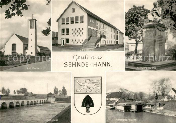 Sehnde Kath Kirche Mittelschule Kriegerdenkmal Schleuse Mittelland Kanal