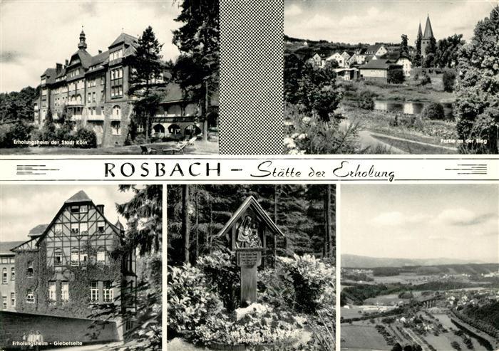 Rosbach Sieg Erholungsheim Stadt Koeln Giebelseite Wegekreuz Siegpartie Panorama