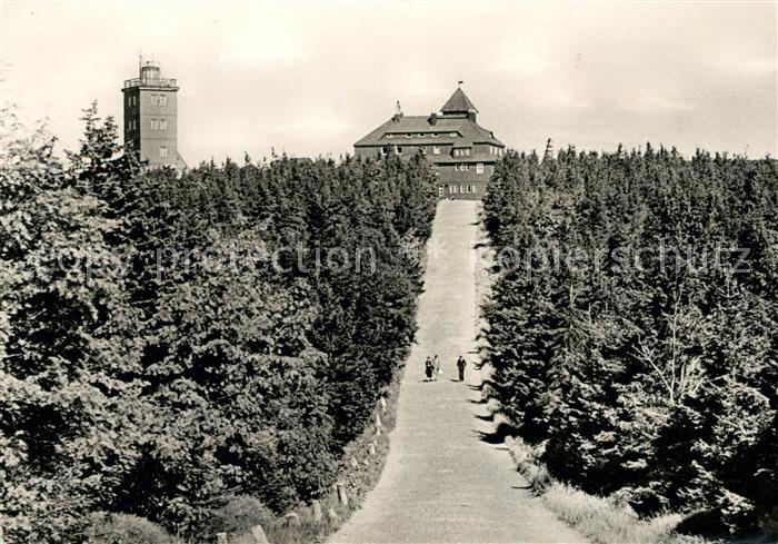 Oberwiesenthal Erzgebirge Auffahrt zum Fichtelberg Aussichtsturm