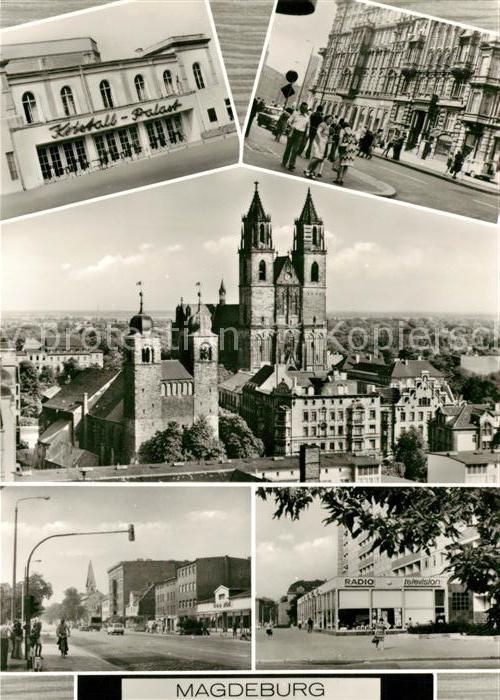 Magdeburg Kristall Palast Karl Marx Str Dom und St Sebastian Kirche Julius Breme