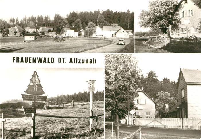 Frauenwald Thueringen Teilansicht Gaststaette Rennsteig Wegweiser Cafestube