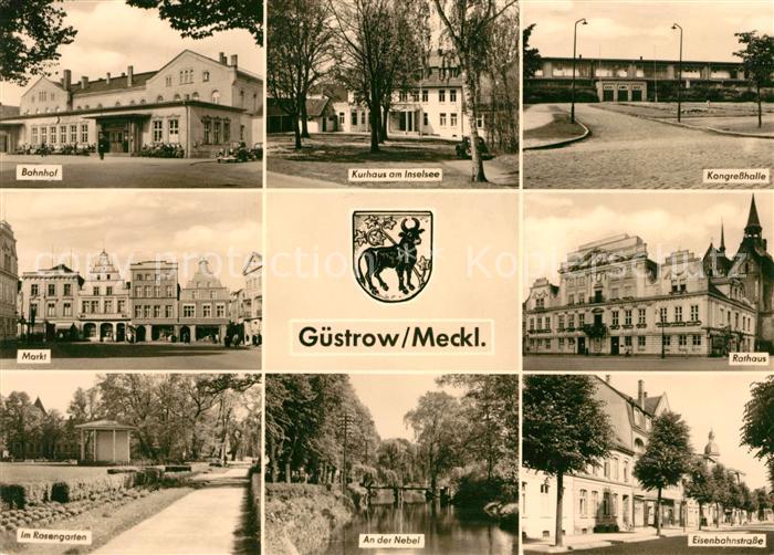 Guestrow Mecklenburg Vorpommern Bahnhof Kurhaus am Inselsee Kongresshalle Markt