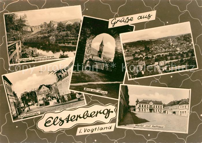 Elsterberg Vogtland Burgruine und Jugendherberge Kirche Stadtblick Bahnhofstr Ma