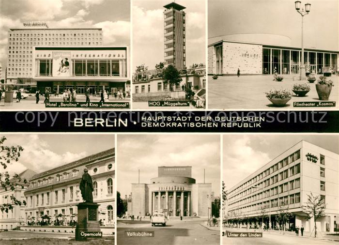 BERLIN  CITY Hotel Berolina HOG Mueggelturm Filmtheater Kosmos Operncafe Volksbu