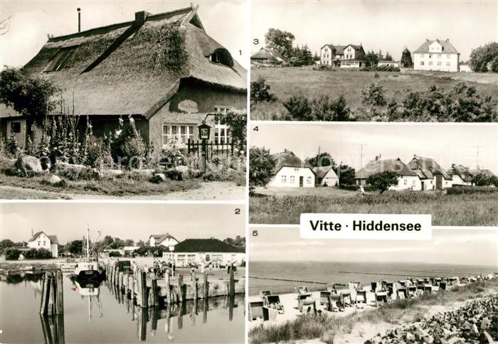Vitte Hiddensee Blaue Scheune Hafen Teilansicht Fischerhaeuser Strand