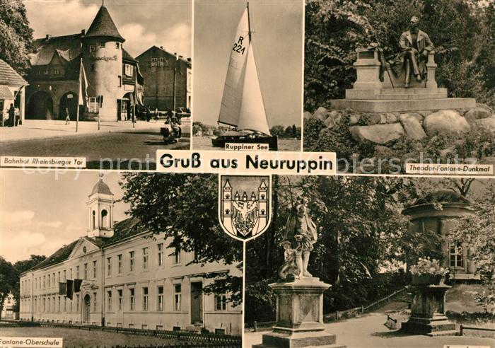 Neuruppin Bahnhof Rheinsberger Tor Theodor Fontaine Denkmal und Oberschule